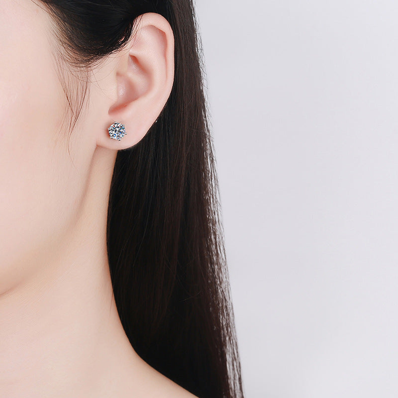 Moissanite Six-Prong Stud Earrings