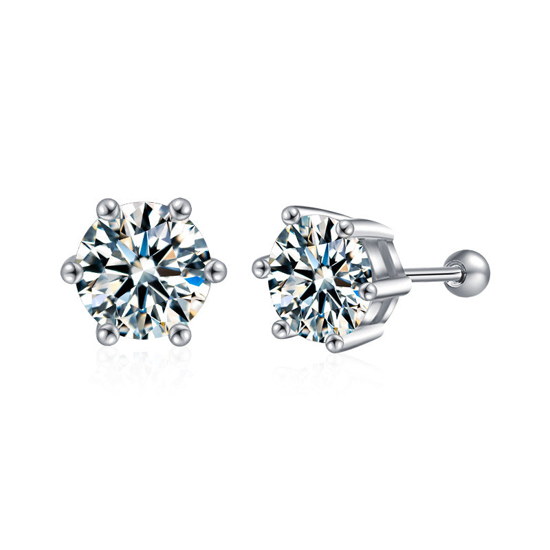 Moissanite Six-Prong Stud Earrings