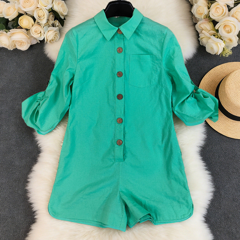 Relaxed Long-Sleeve Jumpsuit