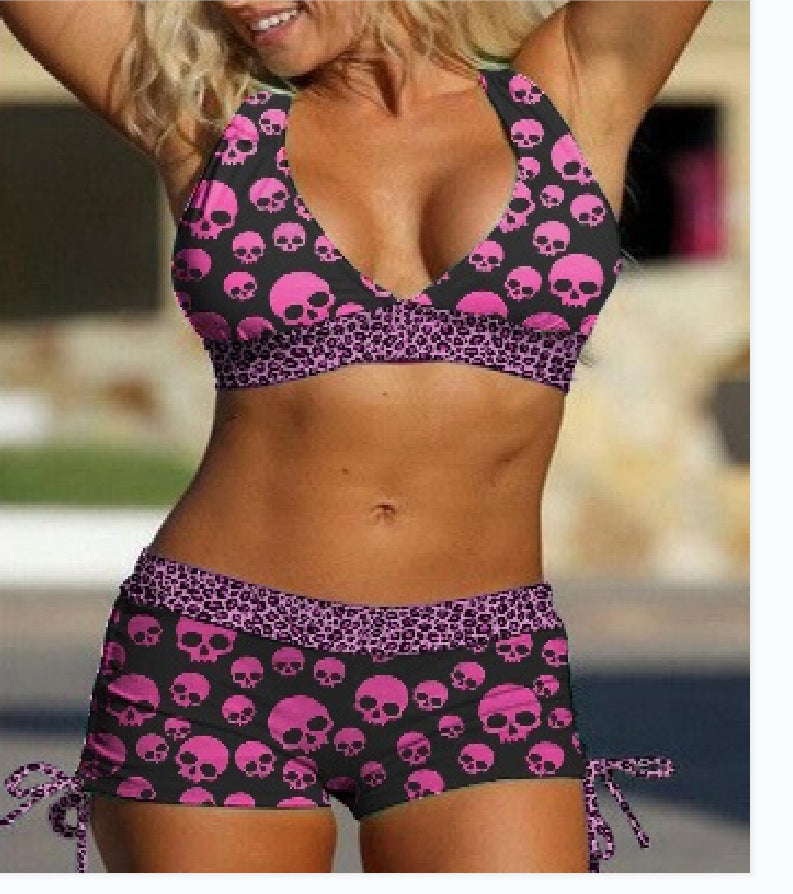 Skull Print Two-Piece Swimsuit