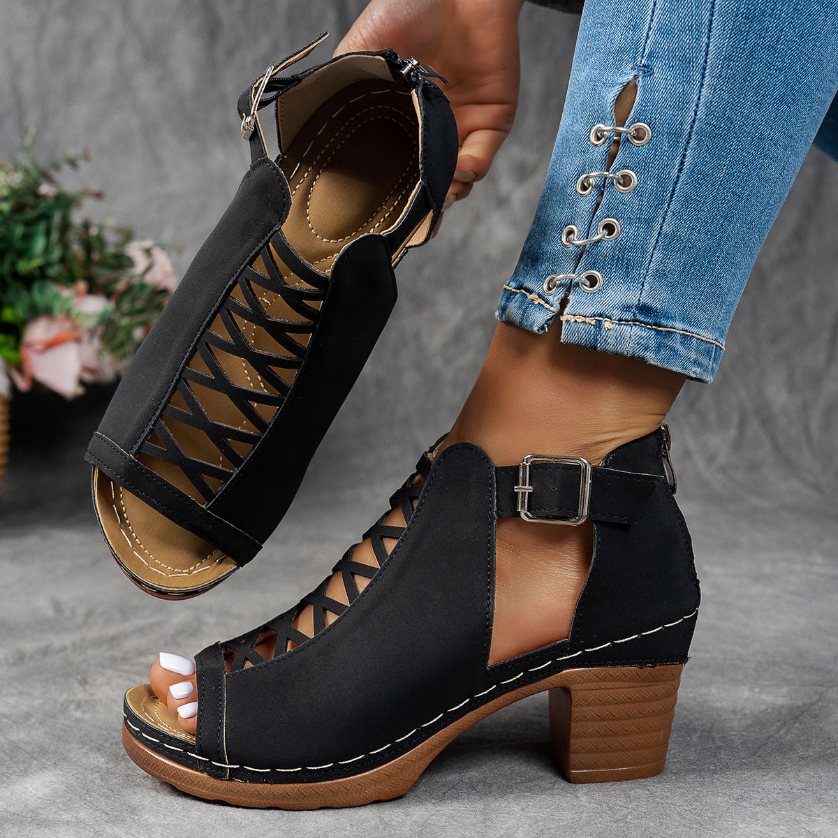 Open-Toe High Heel Sandals