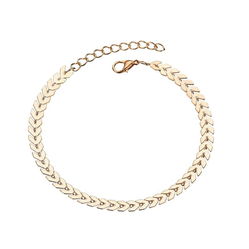 Double Layer Fishbone Chain Anklet