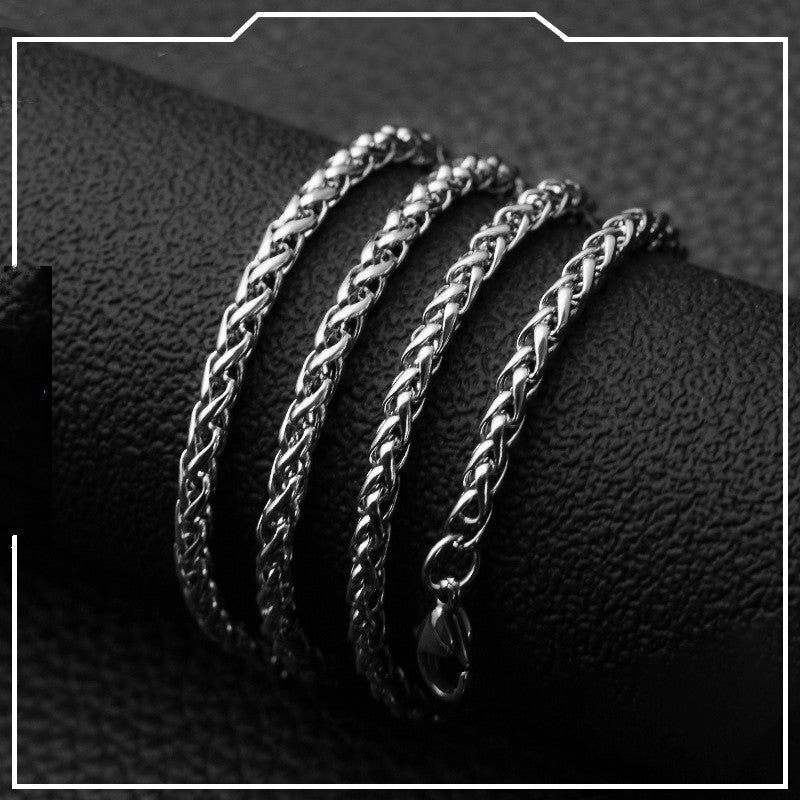 Men's Silver Titanium Steel Chain Necklace