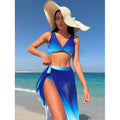 Blue Bikini Set with Wrap Skirt