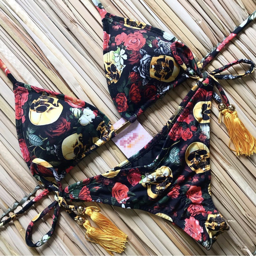 Printed Tassel Bikini