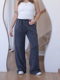 Rhinestone Wide-Leg Denim Pants