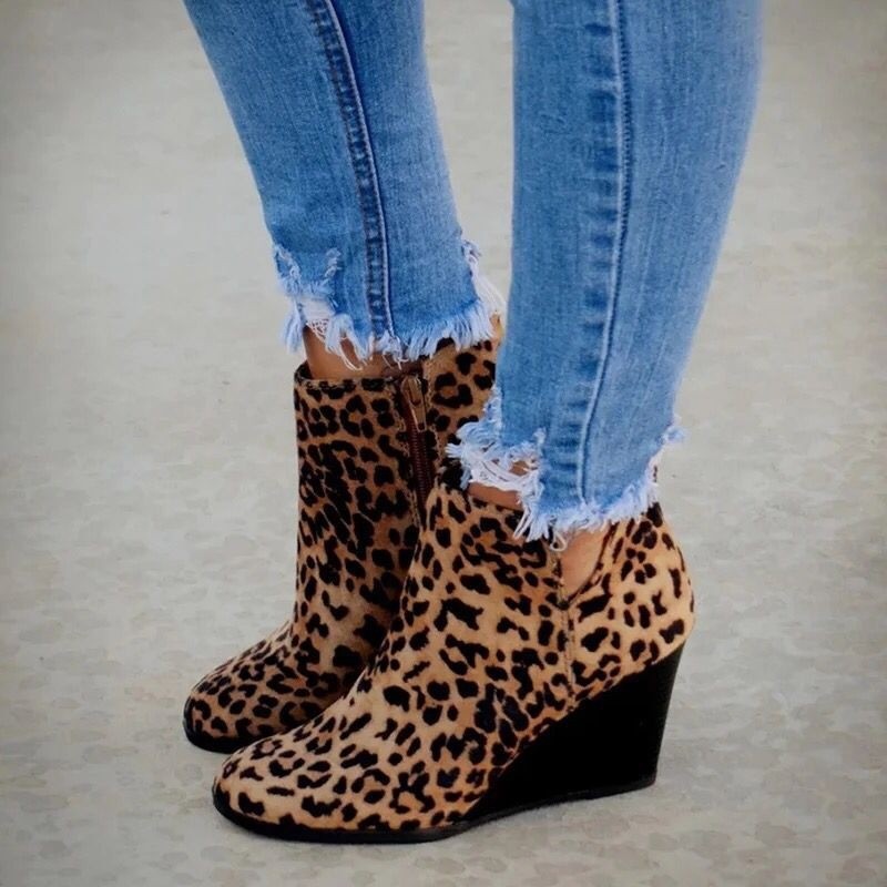 Suede Wedge Heel Ankle Boots