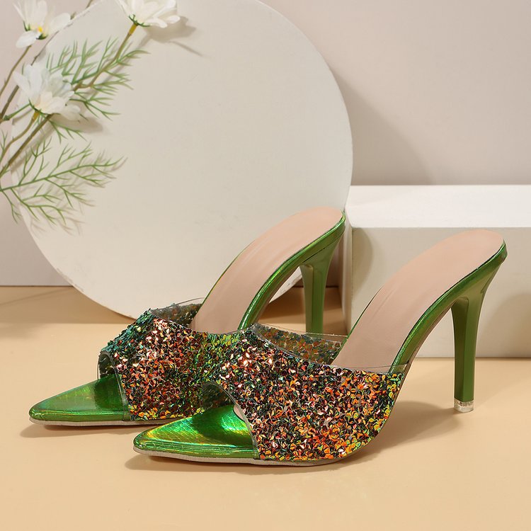 Sequin Pointed-Toe High Heel