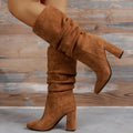 Suede High Square Heel Boots