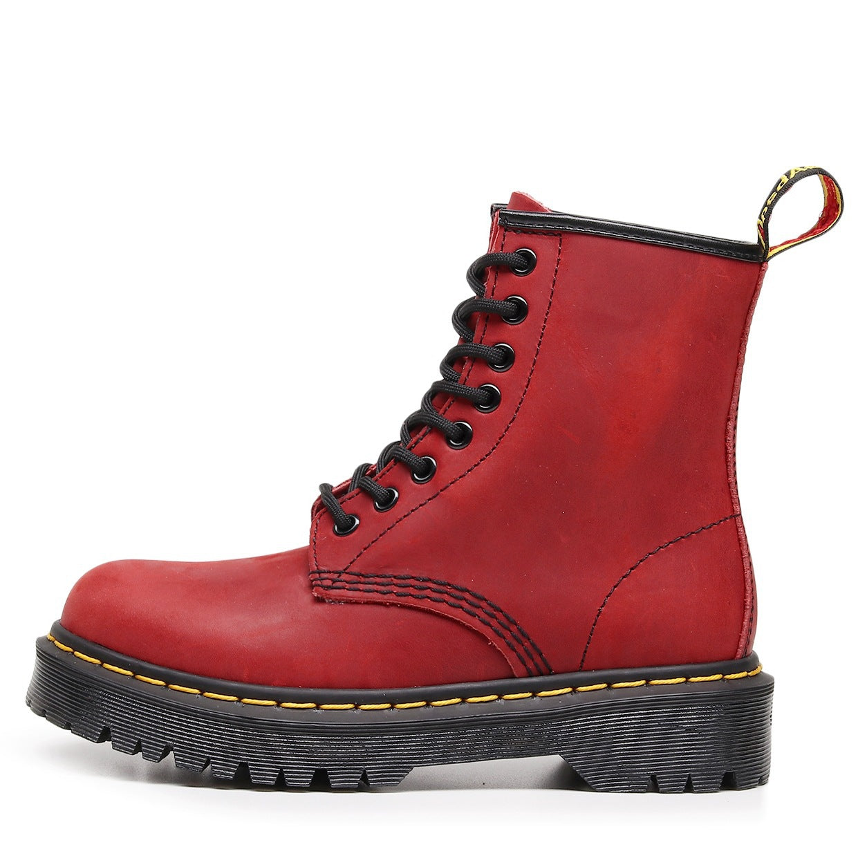 Full-Grain Leather Lace-Up Block Heel Boots