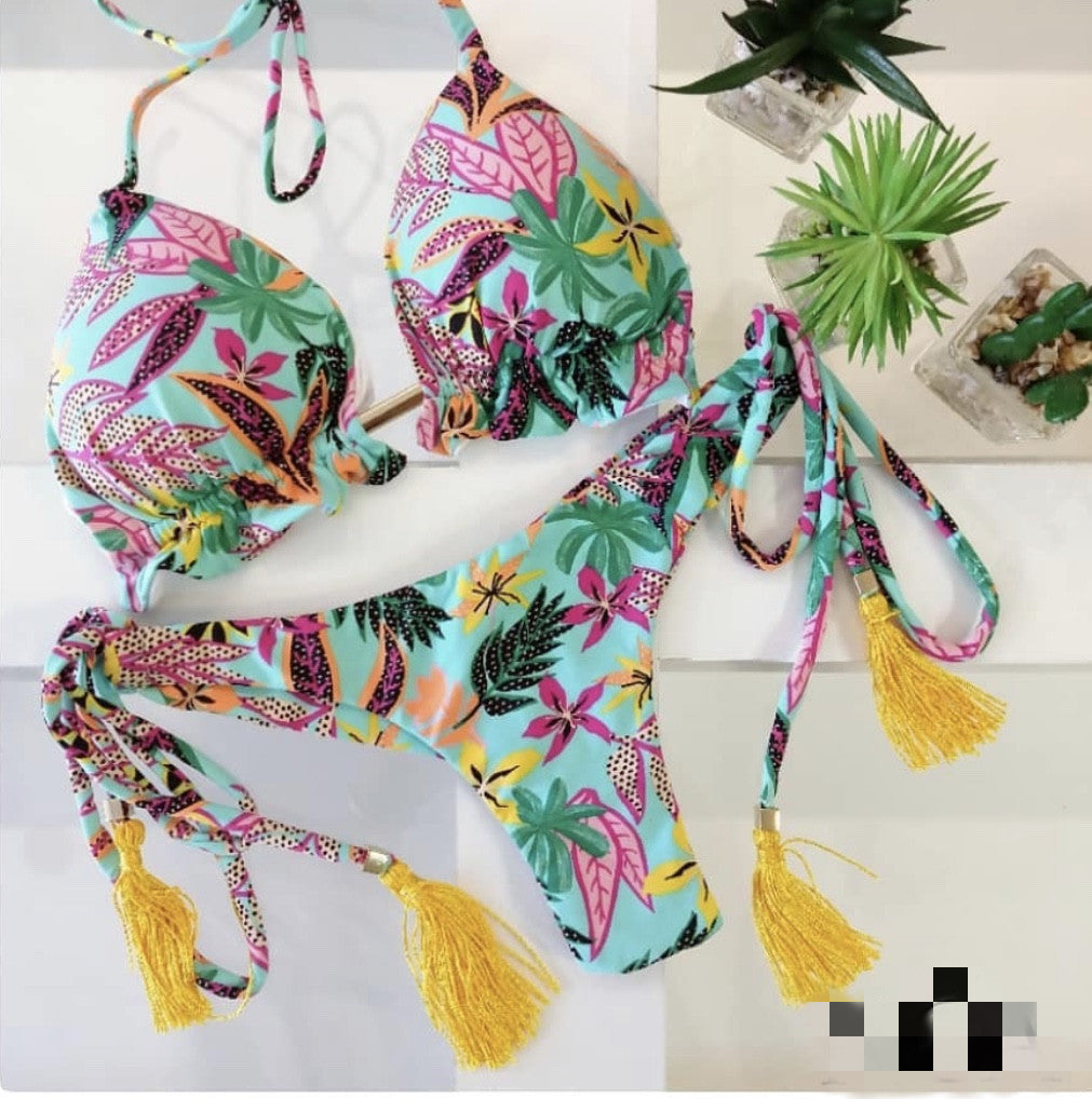 Printed Tassel Bikini
