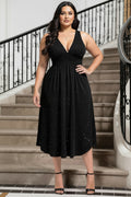 V-Neck Pleated Dress