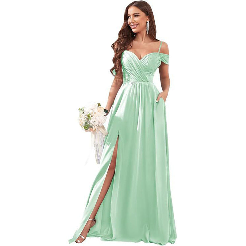 Off-the-shoulder Flowy Bridesmaid Dress