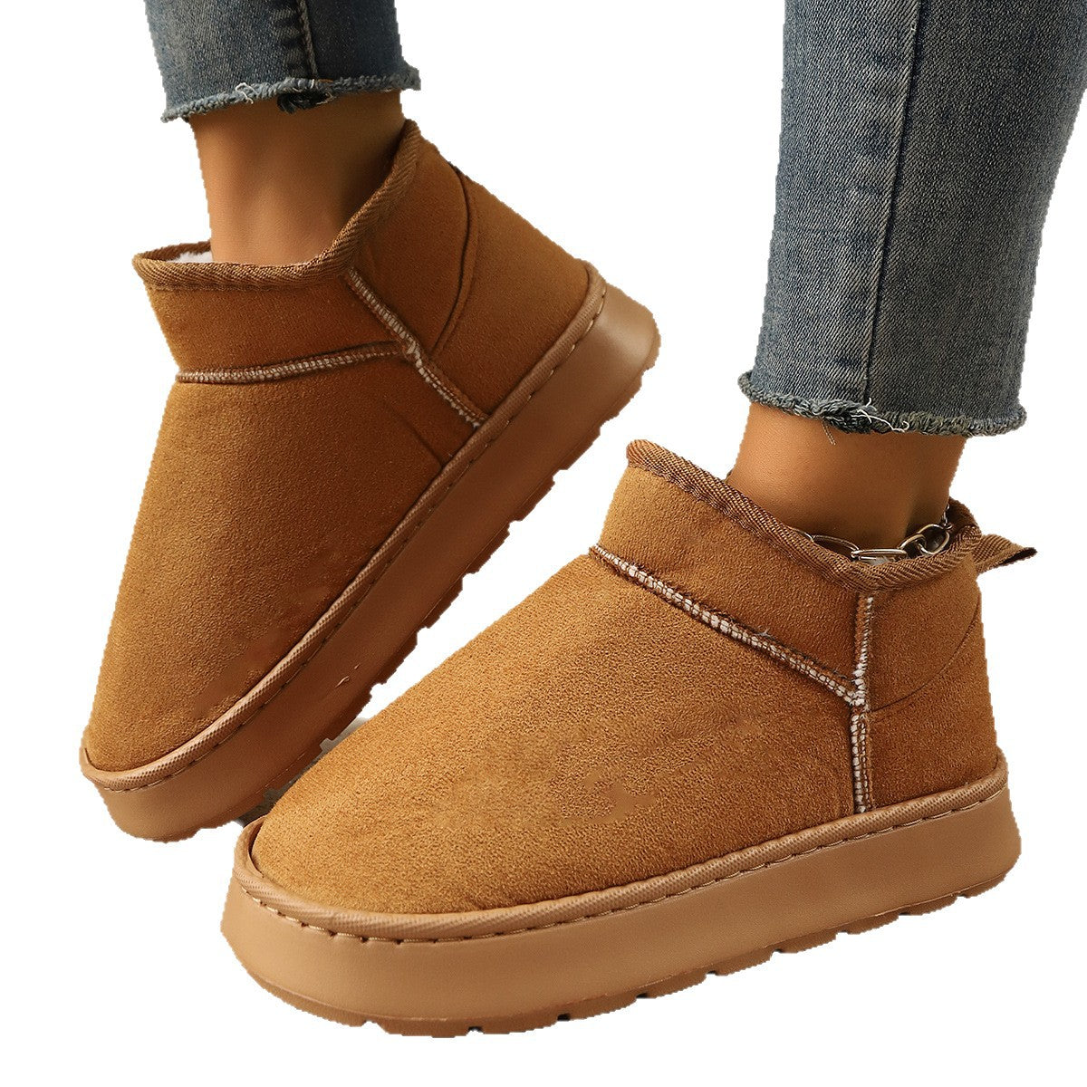 Plush-Lined Short Snow Boots