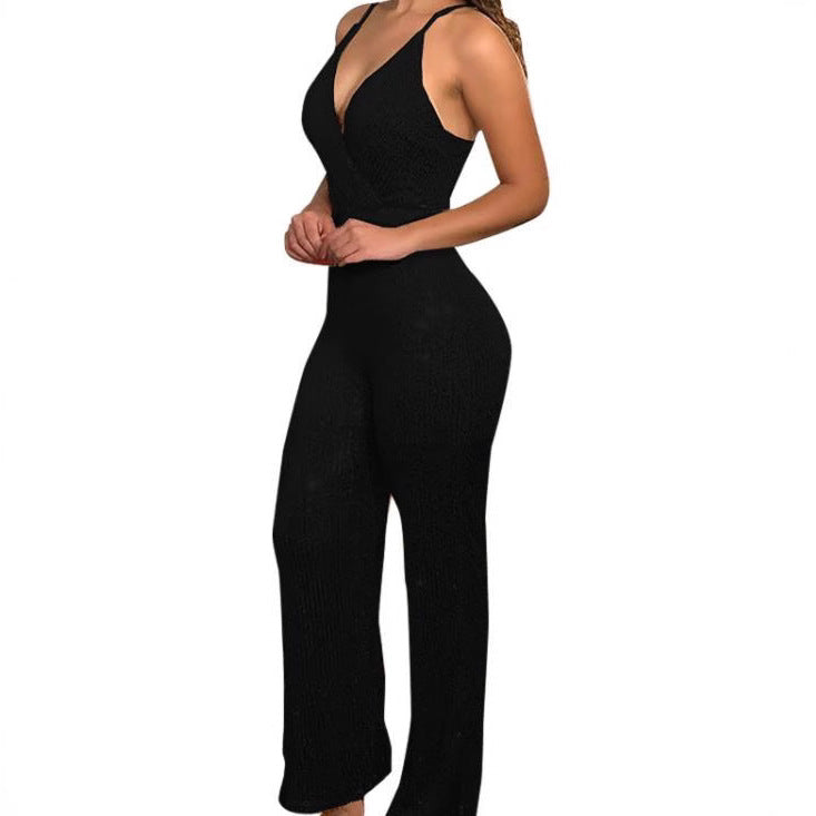 Sequined V-neck Jumpsuit With Spaghetti Straps