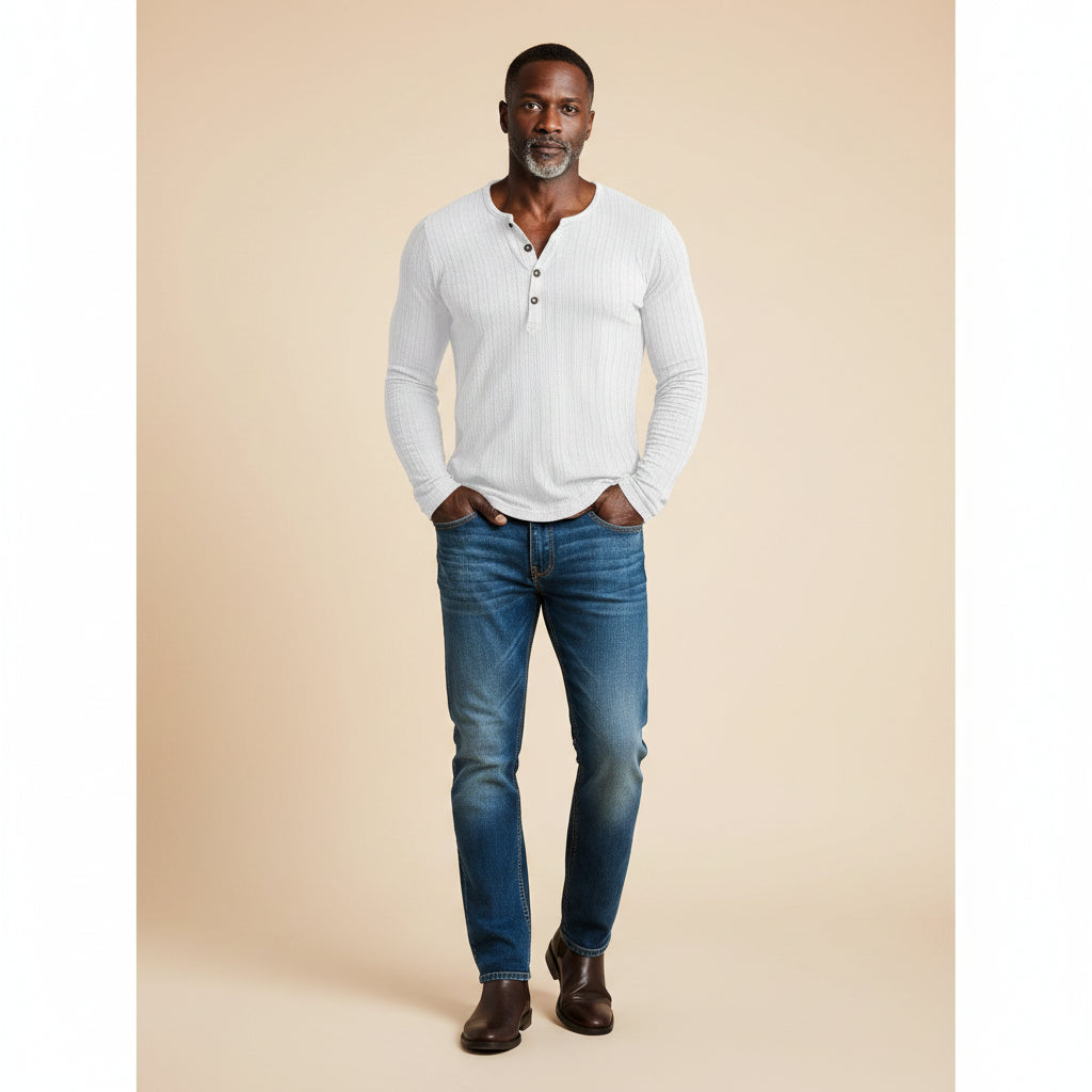 Slim Fit Textured Button Sweater