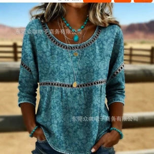 Three-quarter-length Sleeve Ruffled Top