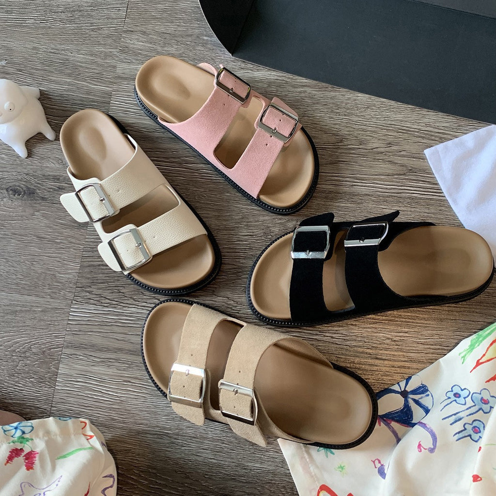 Buckle Strap Microfiber Sandal