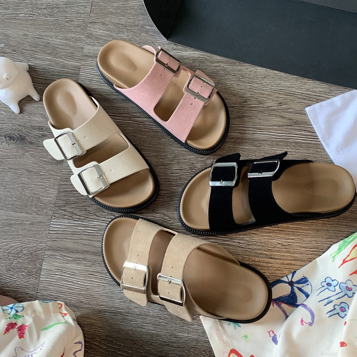 Buckle Strap Microfiber Sandal