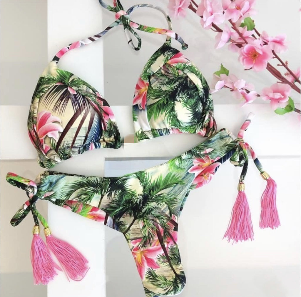 Printed Tassel Bikini