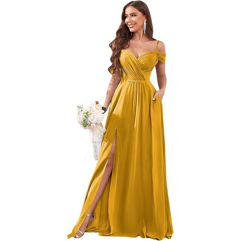 Off-the-shoulder Flowy Bridesmaid Dress