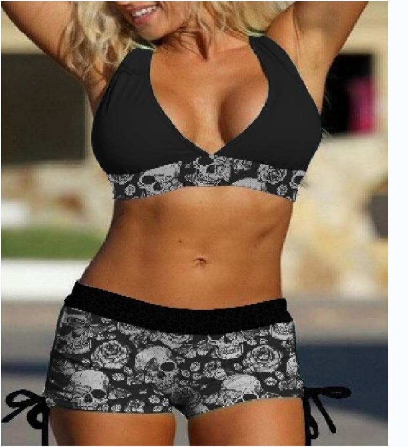 Skull Print Two-Piece Swimsuit