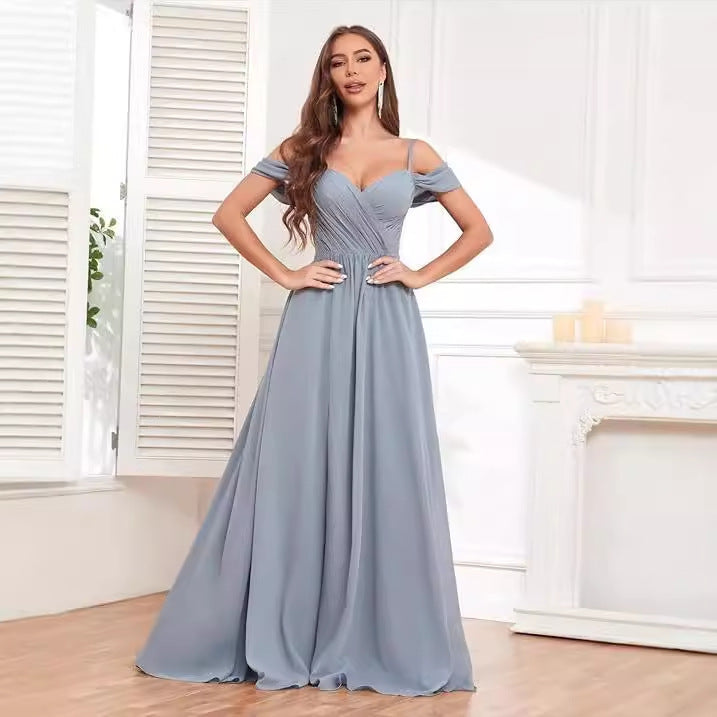Off-the-shoulder Flowy Bridesmaid Dress