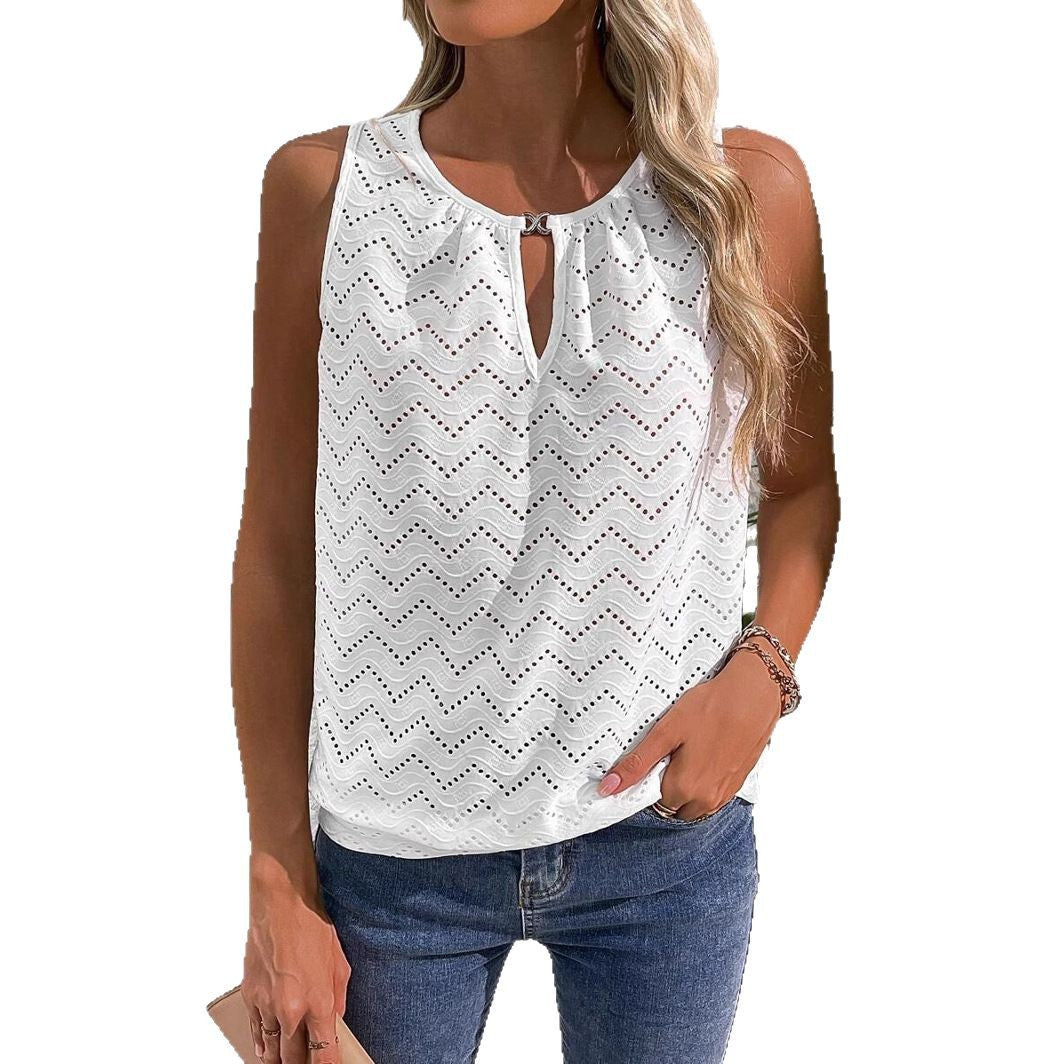 Sleeveless Hollow-Out Top