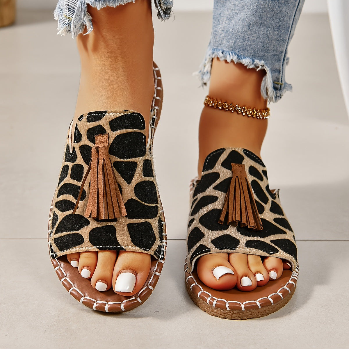 Embellished Flat Roman Sandals