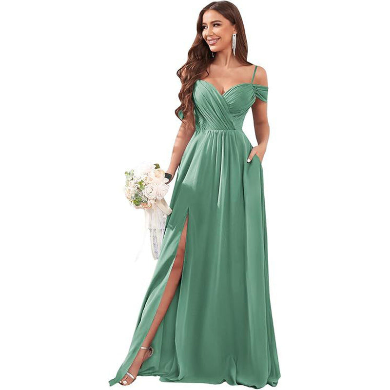 Off-the-shoulder Flowy Bridesmaid Dress