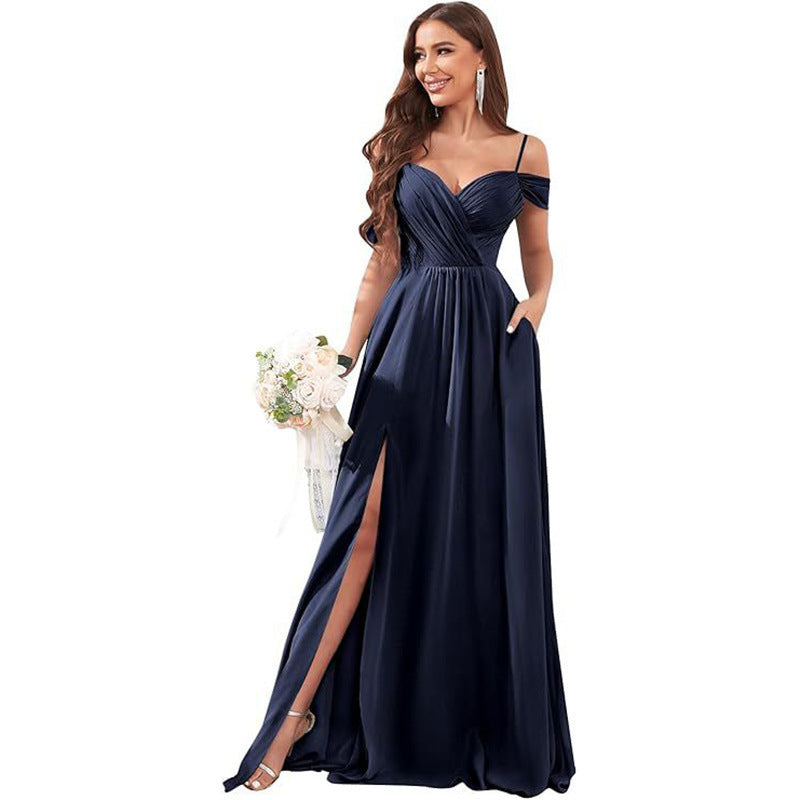 Off-the-shoulder Flowy Bridesmaid Dress