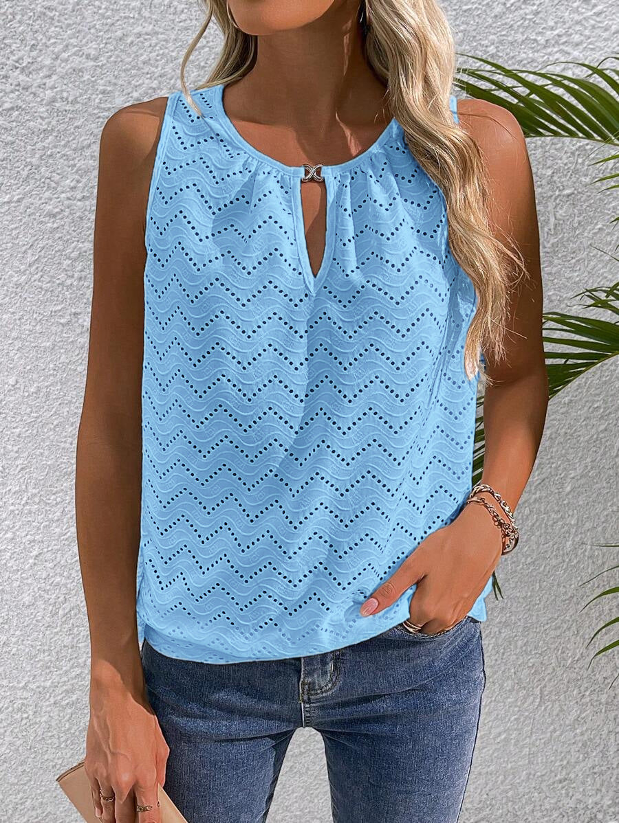 Sleeveless Hollow-Out Top