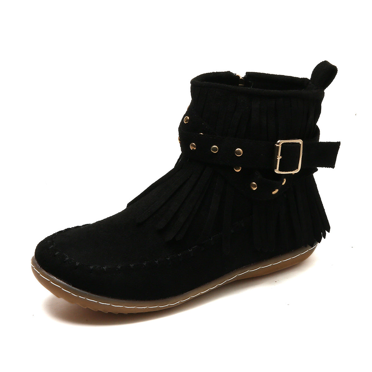 Fleece-Lined Flat Sole Tassel Footwear