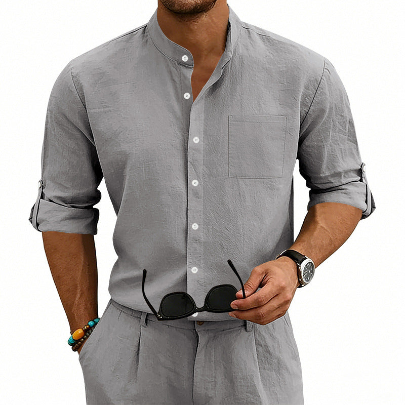 Linen Blend Long Sleeve Shirt