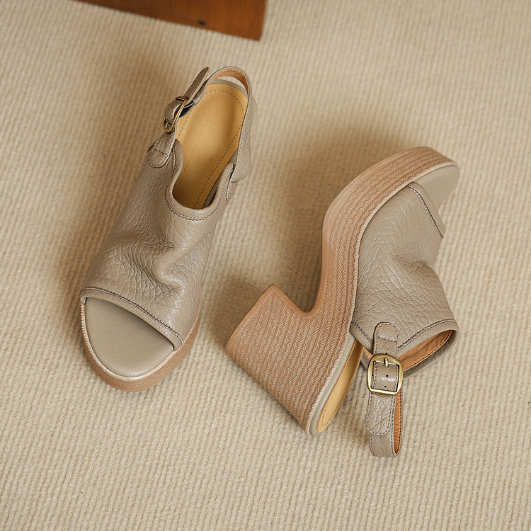 Thick Soled Sheepskin Sandals