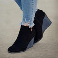 Suede Wedge Heel Ankle Boots