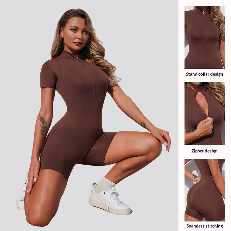 Zip-Up Running & Yoga Shortsuit