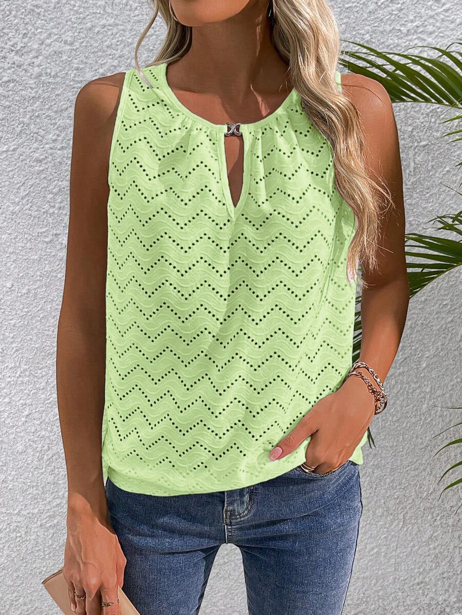 Sleeveless Hollow-Out Top