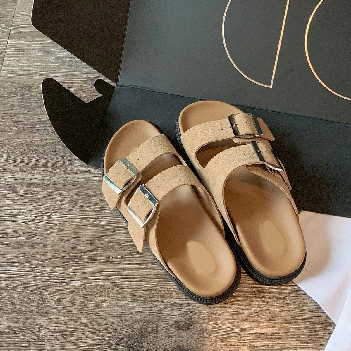 Buckle Strap Microfiber Sandal