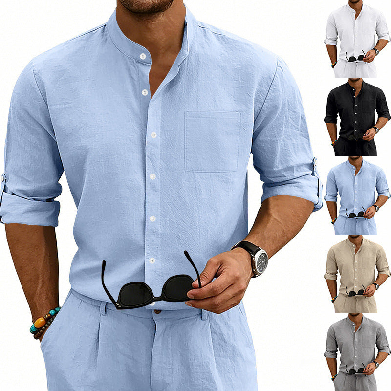 Linen Blend Long Sleeve Shirt