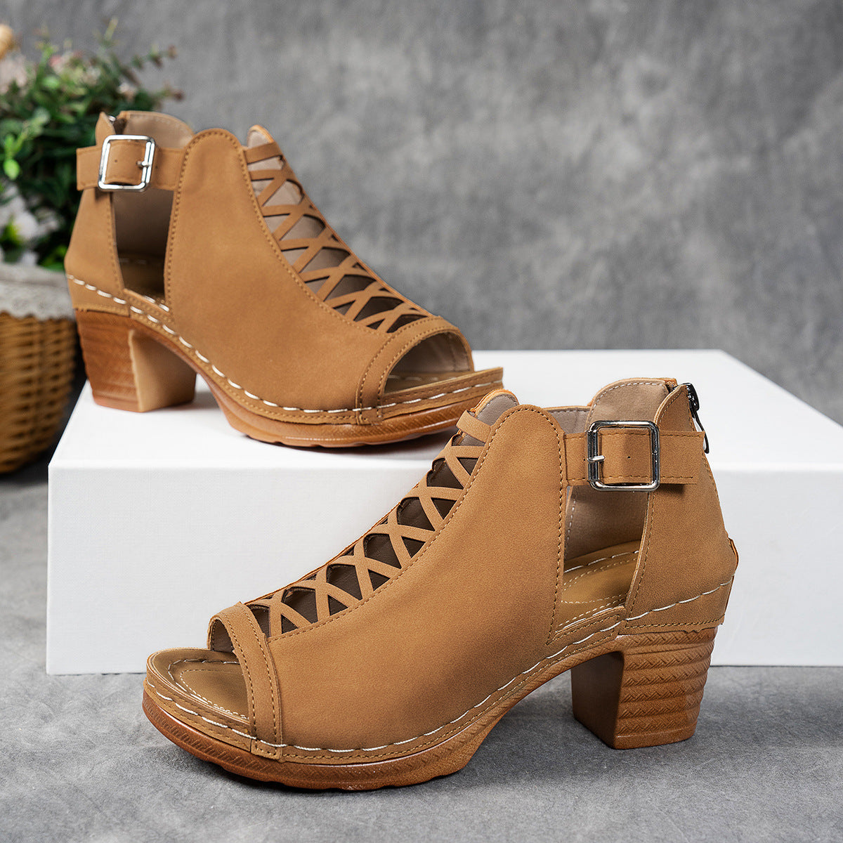 Open-Toe High Heel Sandals