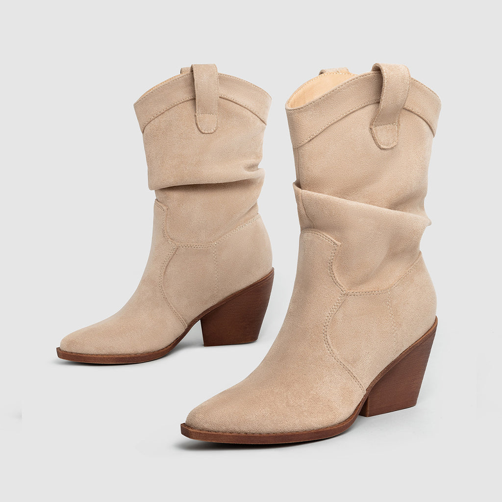Western Chunky Heel Mid-Calf Boots