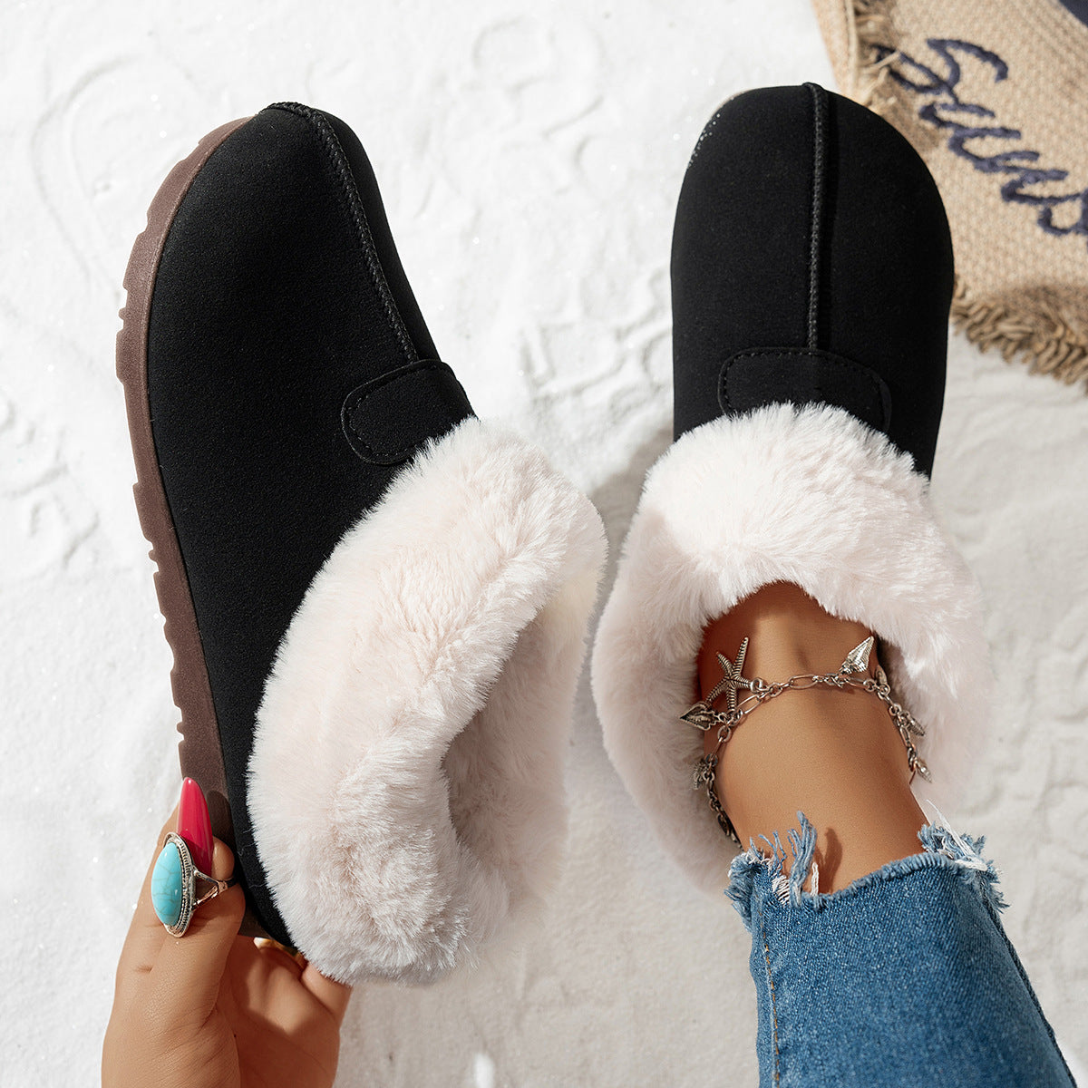Velvet Lined Warm Cotton Slip-ons