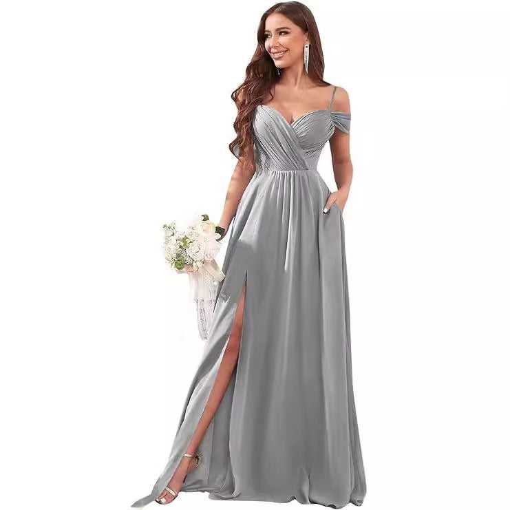 Off-the-shoulder Flowy Bridesmaid Dress