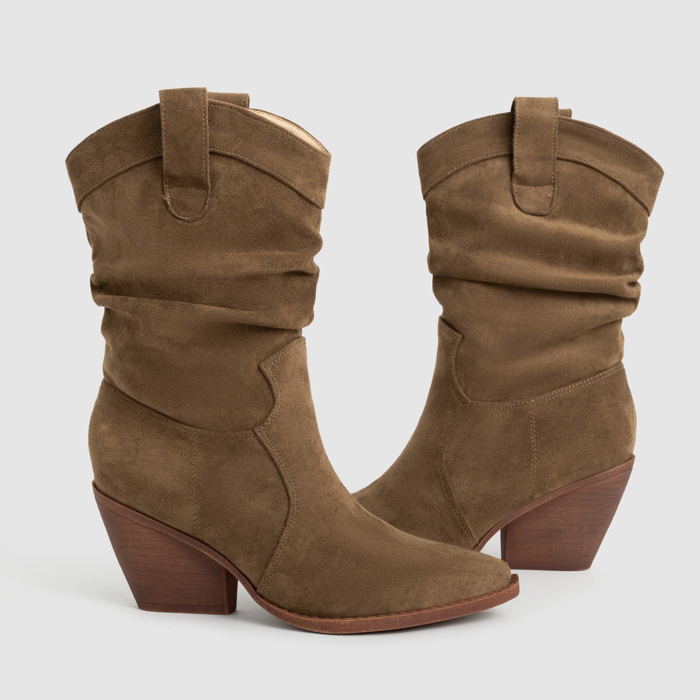 Western Chunky Heel Mid-Calf Boots
