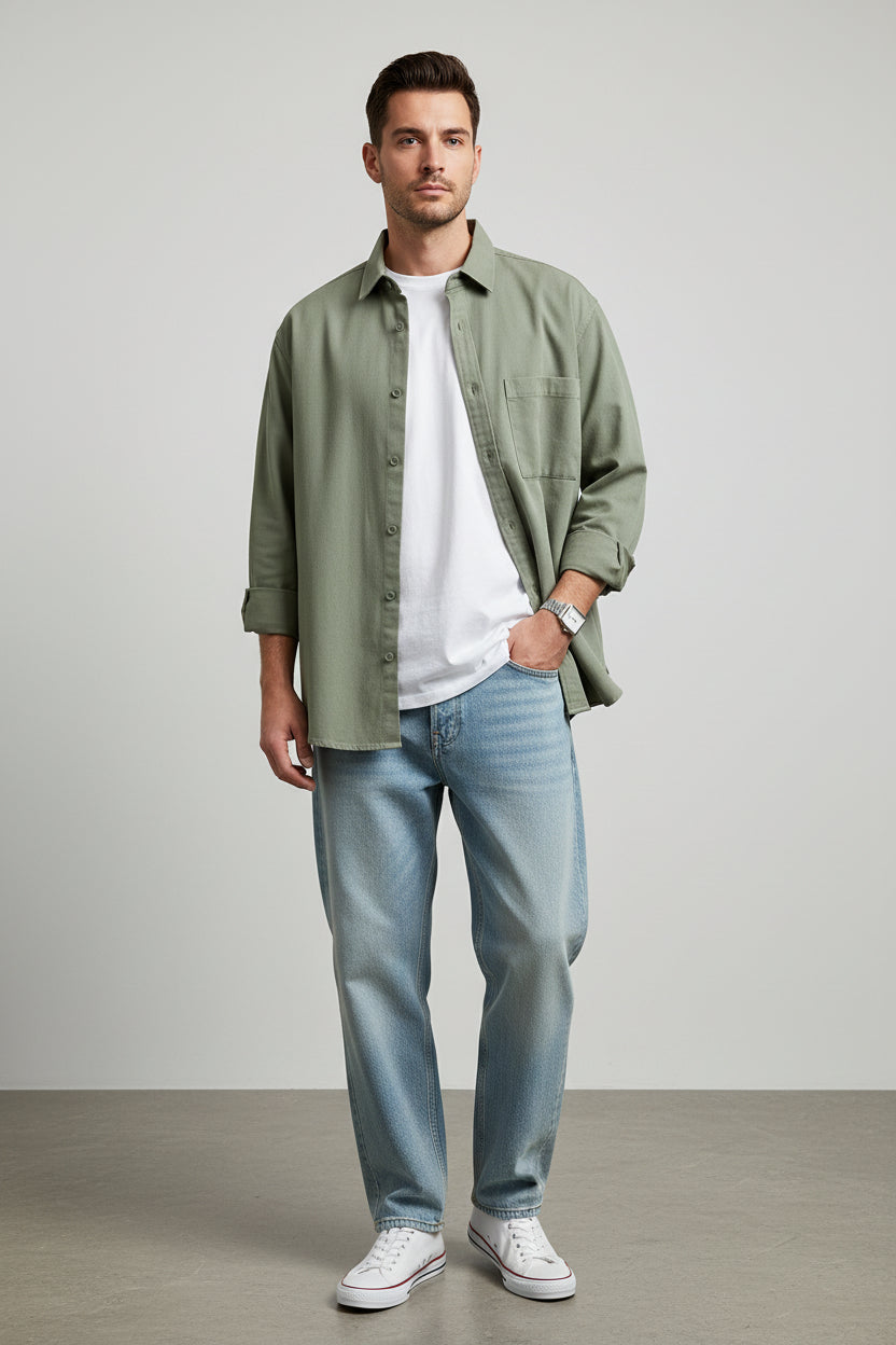 Cotton Loose Fit Long Sleeve Shirt