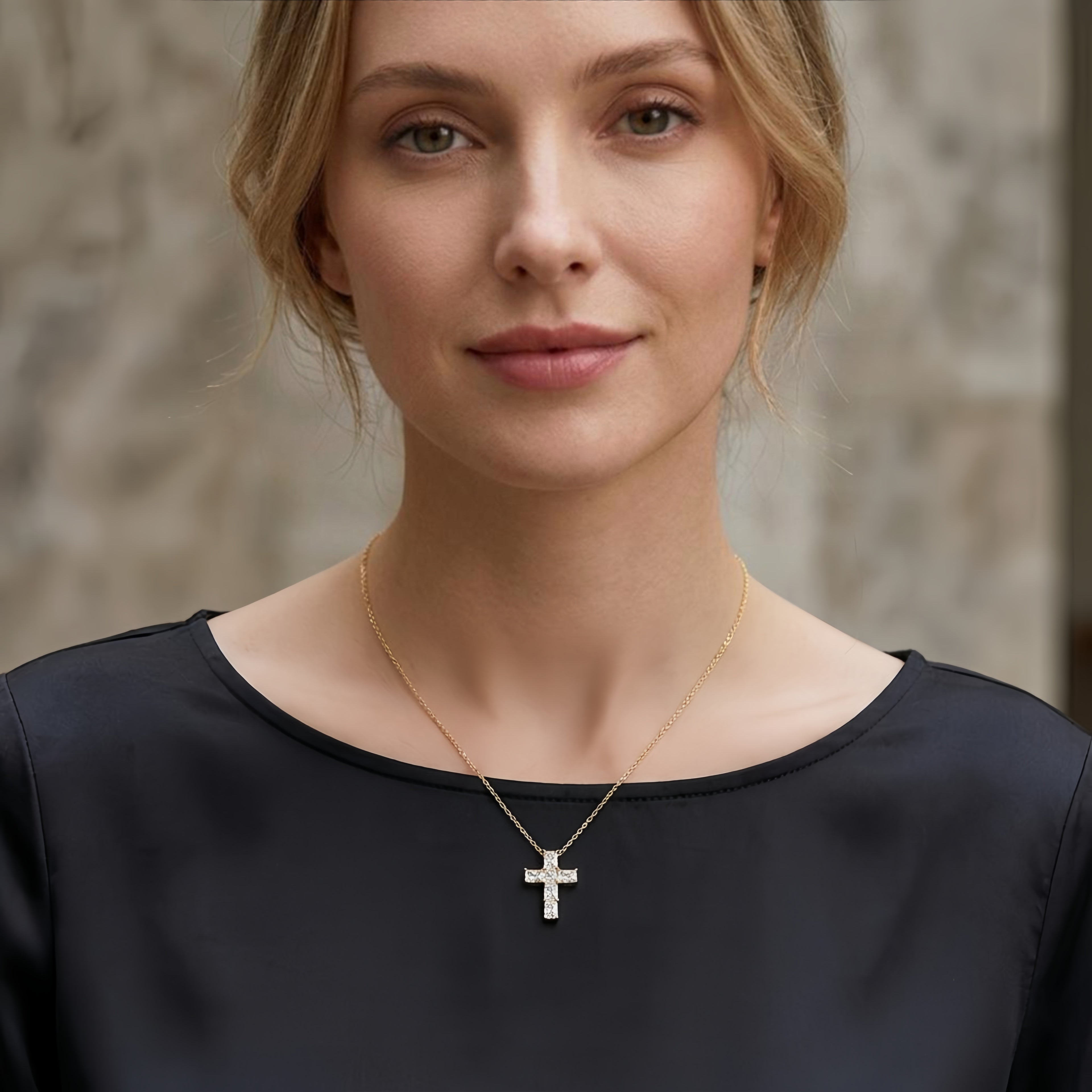 Sparkling CZ Cross Pendant Necklace