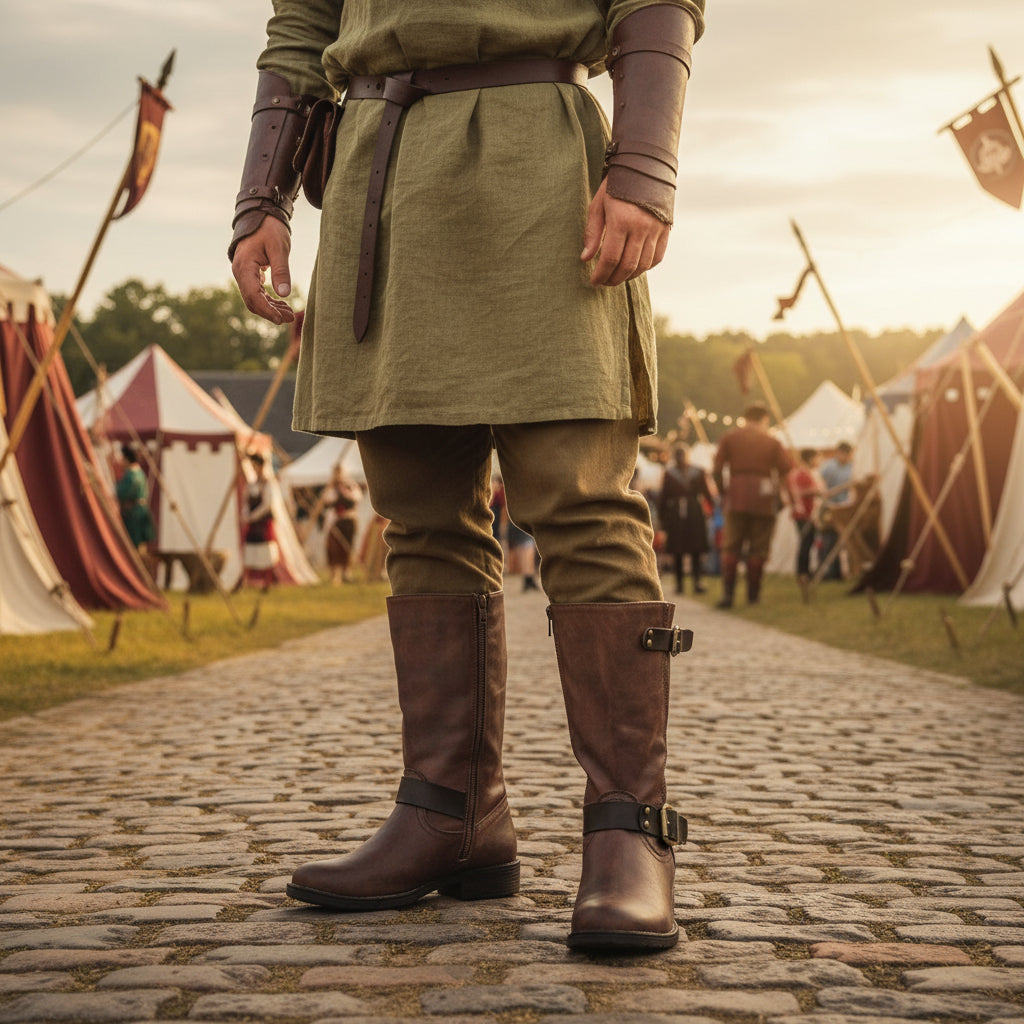 Knight-Inspired Mid-calf Buckle Boots