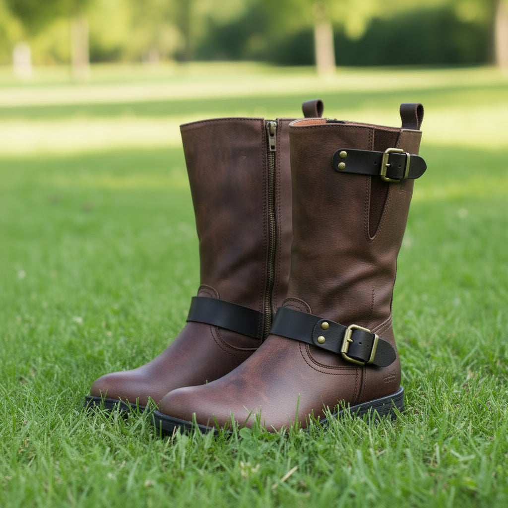 Knight-Inspired Mid-calf Buckle Boots