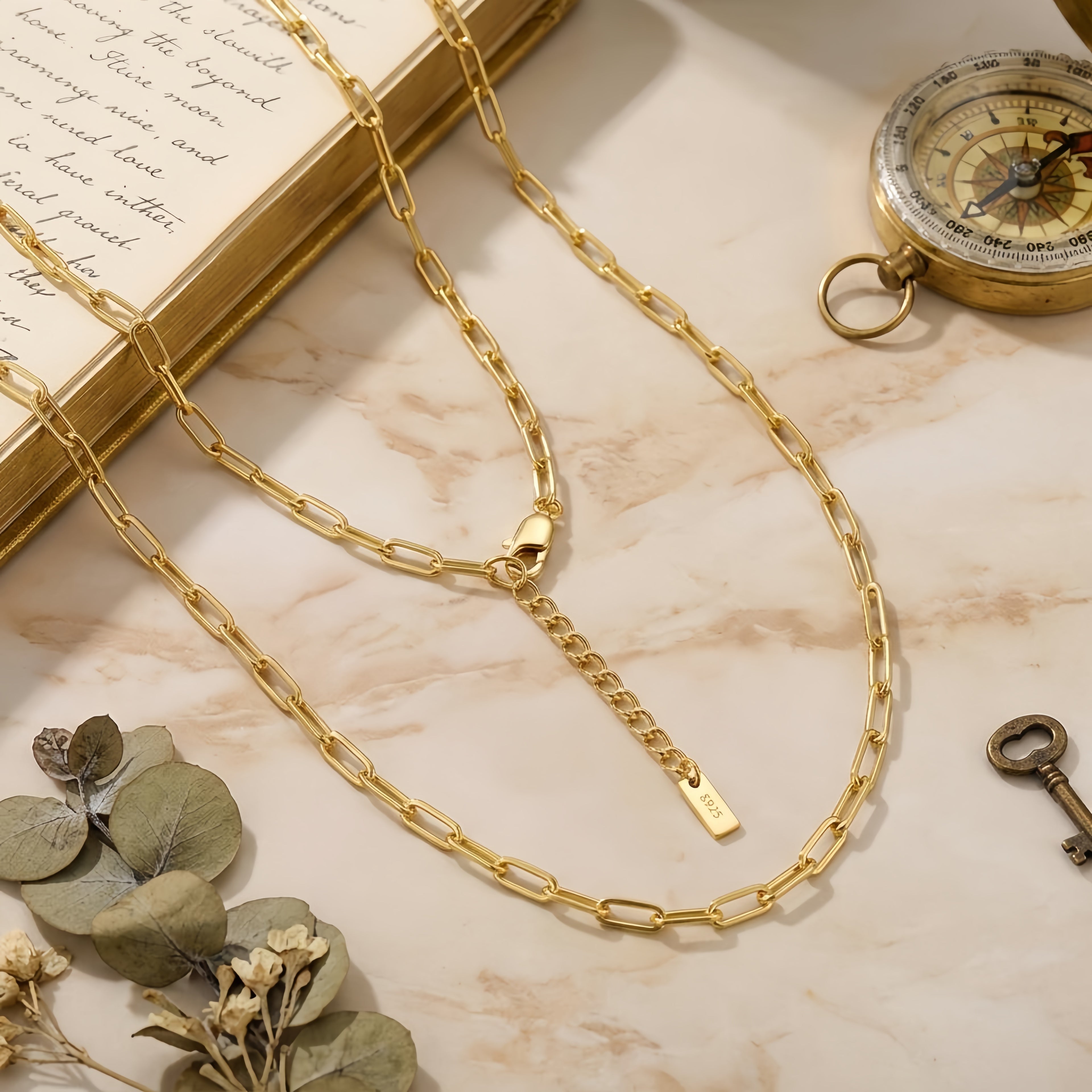 Gold-Plated Sterling Silver Chain Link Necklace